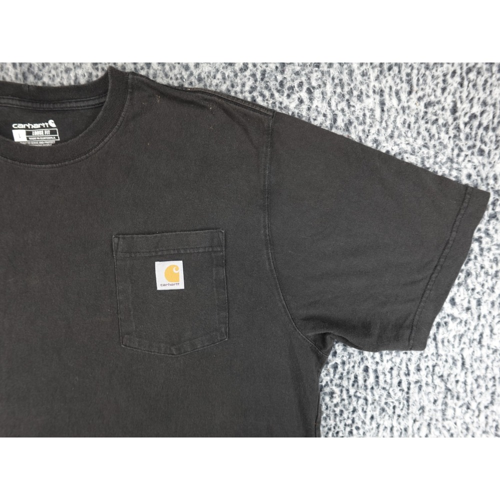 Carhartt Pocket T-Shirt Mens Large‎ Black Loose Fit K87 Workwear Cotton Tee - Picture 3 of 11